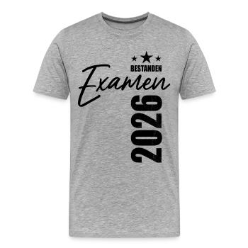 Examen bestanden 2026 - Prüfung - Erfolg - Männer Premium Bio T-Shirt - Grau meliert - Vorne - Damien (186cm)