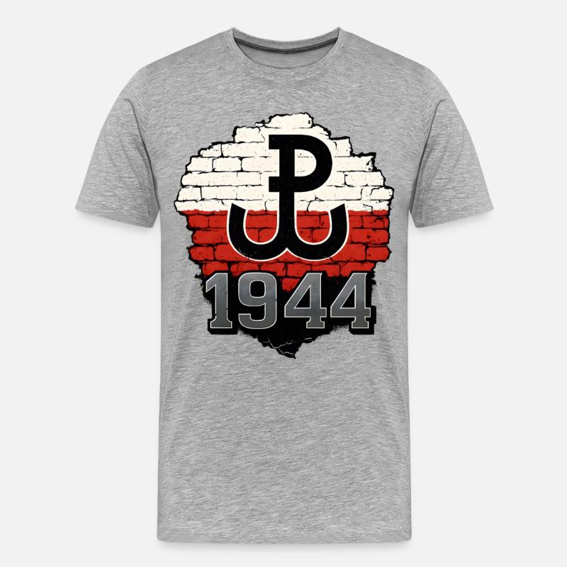 Polska Walcząca 1944 Wandgestaltung - Männer Premium Bio T-Shirt - Grau meliert