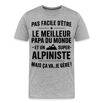 Heart + Mountaineering – Super Dad Mountaineer - Men's Premium Organic T-Shirt - heather grey - Front - Damien (186cm)