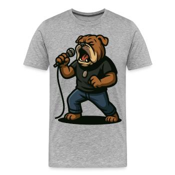 Rocksängerin Bulldogge mit Mikrofonkunst - Männer Premium Bio T-Shirt - Grau meliert - Vorne - Damien (186cm)