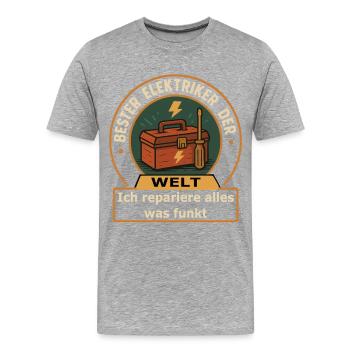 Welt Ich Repariere Alles Was Funkt - Männer Premium Bio T-Shirt - Grau meliert - Vorne - Damien (186cm)
