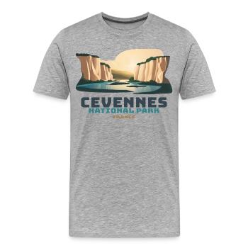 Cévennes Nationalpark Massif Central Wandern - Männer Premium Bio T-Shirt - Grau meliert - Vorne - Damien (186cm)