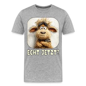 Echt Jetzt? Verwunderter Wollmonster Schaf - Männer Premium Bio T-Shirt - Grau meliert - Vorne - Damien (186cm)