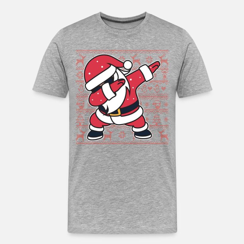 Weihnachts-Hässlicher Pullover Dab Santa's Weihnachtsgeschenk - Männer Premium Bio T-Shirt - Grau meliert
