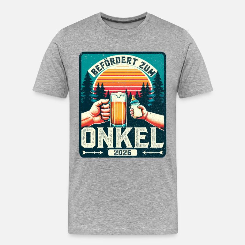 Werdender Onkel Befördert zum Onkel 2026 - Männer Premium Bio T-Shirt - Grau meliert