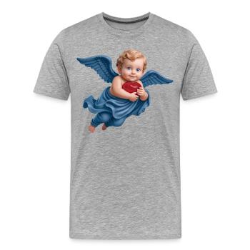 CUPID CHERUB #1 – Frieden & Liebe - Männer Premium Bio T-Shirt - Grau meliert - Vorne - Damien (186cm)