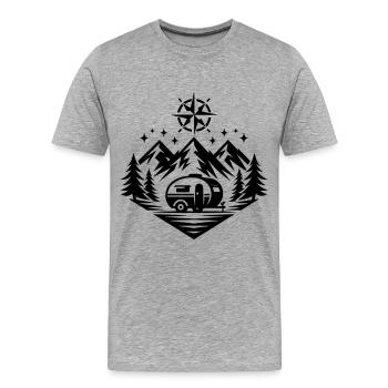 Camping - Männer Premium Bio T-Shirt - Grau meliert - Vorne - Damien (186cm)