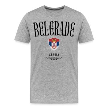 Souvenir Belgrad, ich liebe Belgrad - Männer Premium Bio T-Shirt - Grau meliert - Vorne - Damien (186cm)