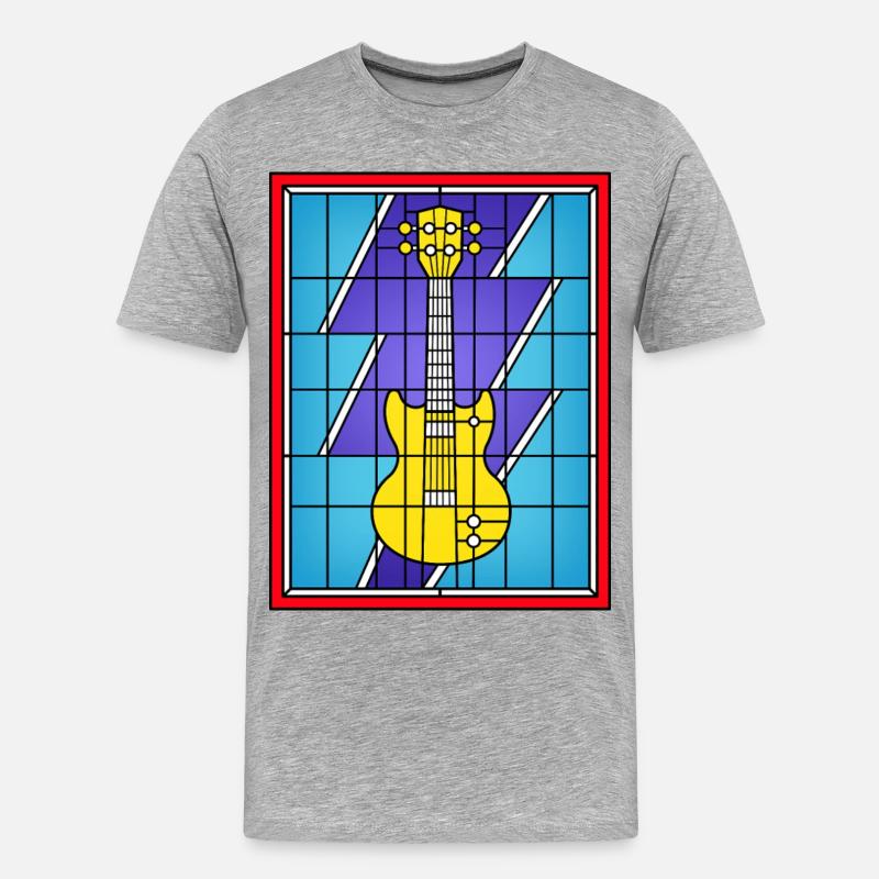 Buntglasgelbe E-Gitarre - Männer Premium Bio T-Shirt - Grau meliert