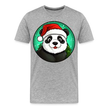 Panda Santa Claus - T-shirt bio Premium Homme - gris chiné - Devant - Damien (186cm)