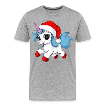 Noël des licornes - T-shirt bio Premium Homme - gris chiné - Devant - Damien (186cm)
