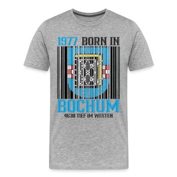 1977 Bochum Shield Barcode - Männer Premium Bio T-Shirt - Grau meliert - Vorne - Damien (186cm)