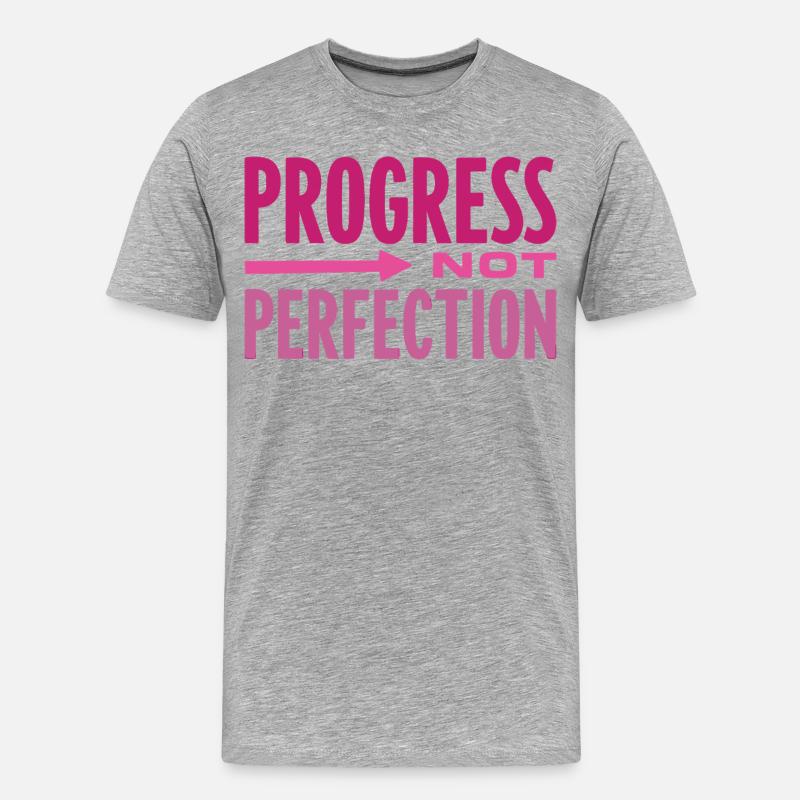 Progress Not Perfection Fortschritt zählt - Männer Premium Bio T-Shirt - Grau meliert