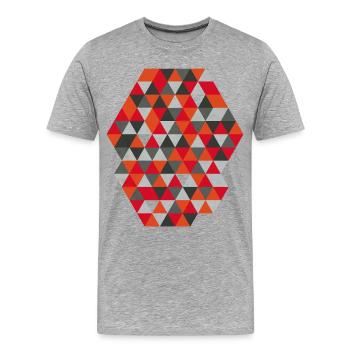 Triangles géométriques Geometrisches Hexagon - T-shirt bio Premium Homme - gris chiné - Devant - Damien (186cm)