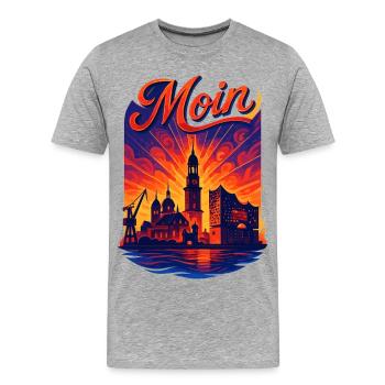 Silhouette de Hambourg Moin City Splendeur Elbe Cadeau - T-shirt bio Premium Homme - gris chiné - Devant - Damien (186cm)