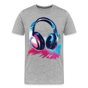 Headset Headphones - Men's Premium Organic T-Shirt - heather grey - Front - Damien (186cm)