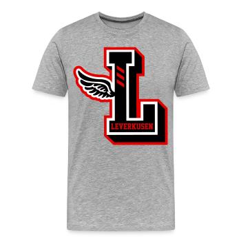 LEVERKUSEN 2026 - Männer Premium Bio T-Shirt - Grau meliert - Vorne - Damien (186cm)