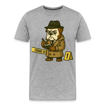 Detective Bulldog am Tatort-Notizen - Männer Premium Bio T-Shirt - Grau meliert - Vorne - Damien (186cm)