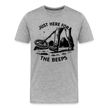 Just Here For The Beeps Metal Detecting Adventure - Men's Premium Organic T-Shirt - heather grey - Front - Damien (186cm)