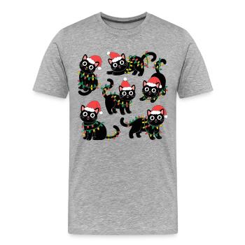 Lumières de Noël pour chats - T-shirt bio Premium Homme - gris chiné - Devant - Damien (186cm)