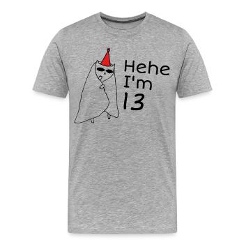 13 ans anniversaire - Cadeau 13e anniversaire - T-shirt bio Premium Homme - gris chiné - Devant - Damien (186cm)