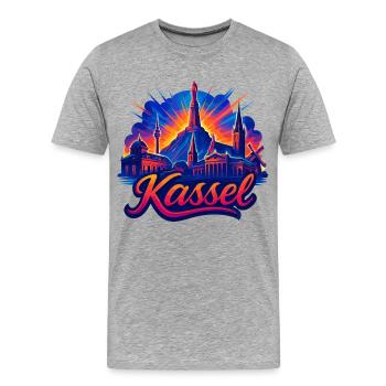 Silhouette de la ville de Kassel Cadeau Radiant Cassel - T-shirt bio Premium Homme - gris chiné - Devant - Damien (186cm)