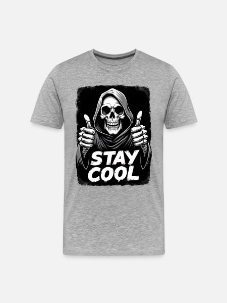 Stay Cool Grim Reaper Skull - Men's Premium Organic T-Shirt - heather grey