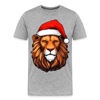 Lion Santa Claus - T-shirt bio Premium Homme - gris chiné - Devant - Damien (186cm)
