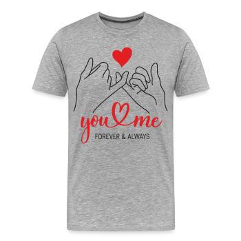 Du und ich lieben das Duo für immer - Männer Premium Bio T-Shirt - Grau meliert - Vorne - Damien (186cm)