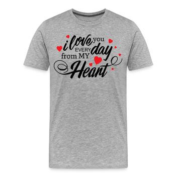 Ich liebe dich jeden Tag, mein Herz, ewige Liebe - Männer Premium Bio T-Shirt - Grau meliert - Vorne - Damien (186cm)