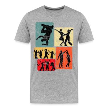 Tanzsilhouetten im Retro-Block - Männer Premium Bio T-Shirt - Grau meliert - Vorne - Damien (186cm)