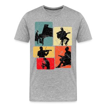 Collage de silhouettes musicales - T-shirt bio Premium Homme - gris chiné - Devant - Damien (186cm)