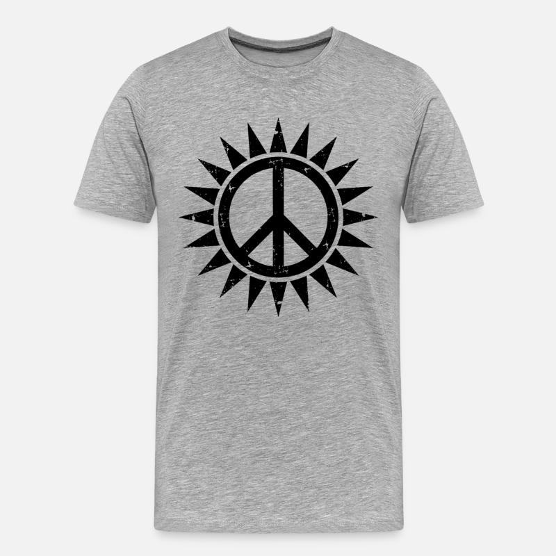 Friedenssymbol in einer Sonne mit Grunge-Effekt - Männer Premium Bio T-Shirt - Grau meliert