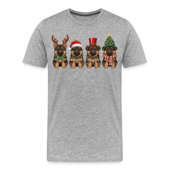 Getigerte Katze Vintage Weihnachtsbeleuchtung - Männer Premium Bio T-Shirt - Grau meliert - Vorne - Damien (186cm)