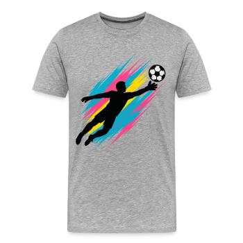 Neon Torwart Flug, Fußballfan Geschenk, bunt - Männer Premium Bio T-Shirt - Grau meliert - Vorne - Damien (186cm)
