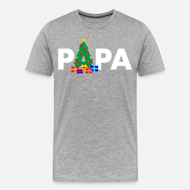 Papa Weihnachtsbaum - Männer Premium Bio T-Shirt - Grau meliert