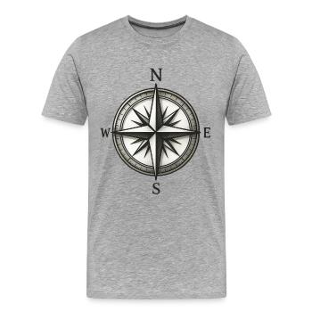 Conception de l’étoile de la boussole - T-shirt bio Premium Homme - gris chiné - Devant - Damien (186cm)