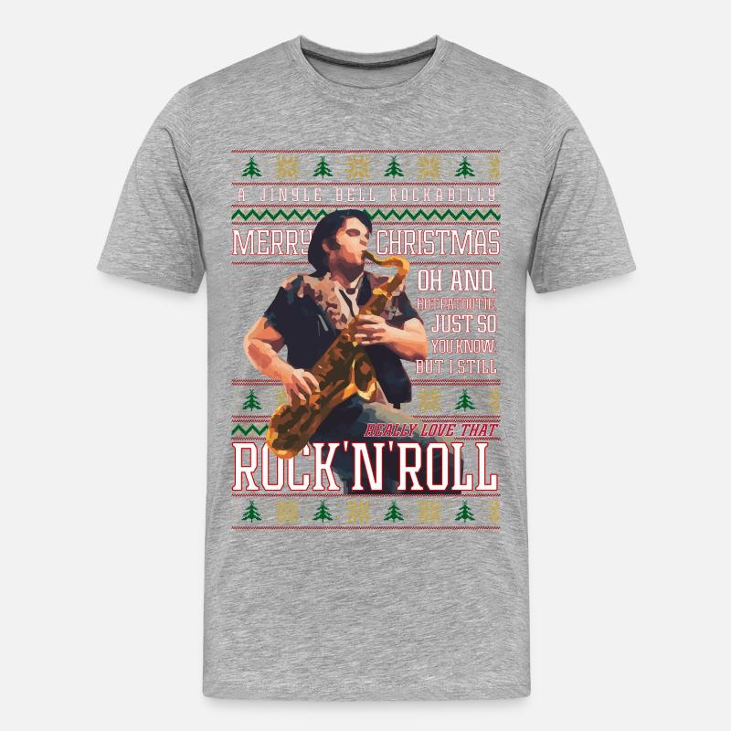 Rockabilly-Weihnachts-Rock'n'Roll-Hässlicher Weihnachtspullover - Männer Premium Bio T-Shirt - Grau meliert