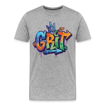Grit Graffiti Motivation - Männer Premium Bio T-Shirt - Grau meliert - Vorne - Damien (186cm)