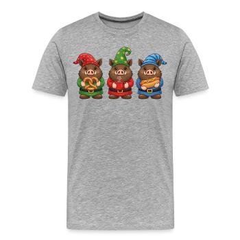Wild Boar Christmas Hunter Boar - Men's Premium Organic T-Shirt - heather grey - Front - Damien (186cm)