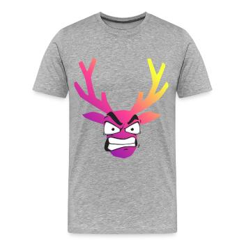 Iridescent Furious Christmas Deer Head - Men's Premium Organic T-Shirt - heather grey - Front - Damien (186cm)