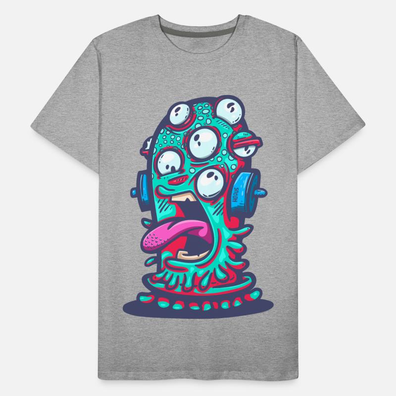 Psychedelisches Monster mit Kopfhörern Männer Premium Bio T-Shirt