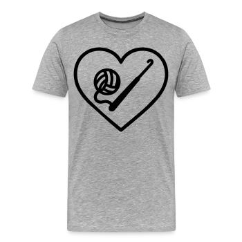 Crochet Heart – Handmade Passion - Men's Premium Organic T-Shirt - heather grey - Front - Damien (186cm)