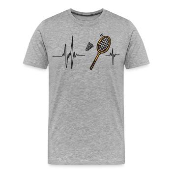 Badminton Heart | Shuttlecock Racquet Fast Pace - Men's Premium Organic T-Shirt - heather grey - Front - Damien (186cm)