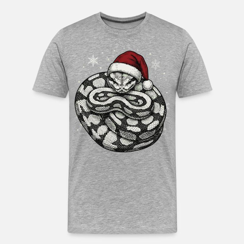Königspython Weihnachten Ball Python Schlange - Männer Premium Bio T-Shirt - Grau meliert