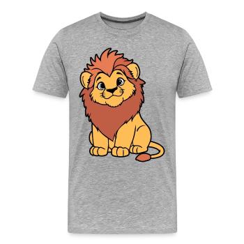 Warm cartoon lion cub - Men's Premium Organic T-Shirt - heather grey - Front - Damien (186cm)