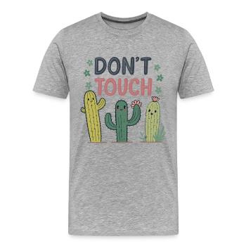 Fass den glücklichen Kaktus nicht an - Männer Premium Bio T-Shirt - Grau meliert - Vorne - Damien (186cm)