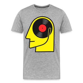 Retro-Vinyl-Album-Kopfporträt - Männer Premium Bio T-Shirt - Grau meliert - Vorne - Damien (186cm)
