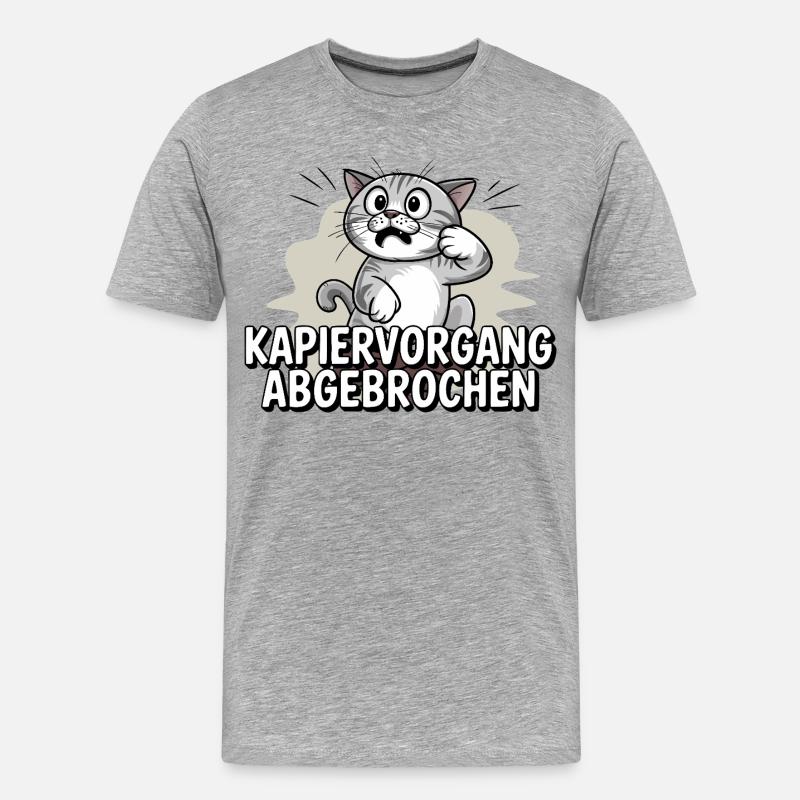 Kapiervorgang abgebrochen – Katze verwirrt - Männer Premium Bio T-Shirt - Grau meliert