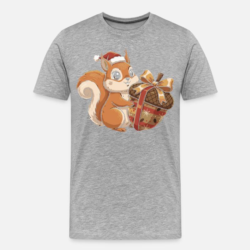 Winterfreude Eichhörnchen Geschenk - Männer Premium Bio T-Shirt - Grau meliert